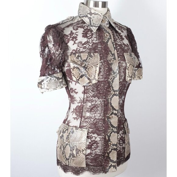 Dolce&Gabbana 42 US 6 python lace blouse jacket dress Sp 2005 snakeskin - Picture 7 of 16